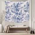 thumbnail image 5 of Blue Garden Retro Large Tapestry for Bedroom Wall Hanging Tapestry, Modern Art Building Tree Boat Ceiling Backdrop Tapestries Poster Blanket Wall Decor for Teens Room Living Room Dorm 100" x 59", 5 of 8