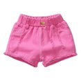 thumbnail image 2 of Cethrio Denim Shorts for Girls Size 7-8 T, Cotton Casual Ripped Elastic Waist Summer Shorts Hot Pink, 2 of 8