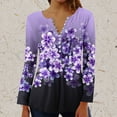 thumbnail image 2 of Enjoytime Women's Blouses Plus Size Floral Printed Button Down Shirts V-Neck Long Sleeved Womens Tops Outfits, 2 of 5