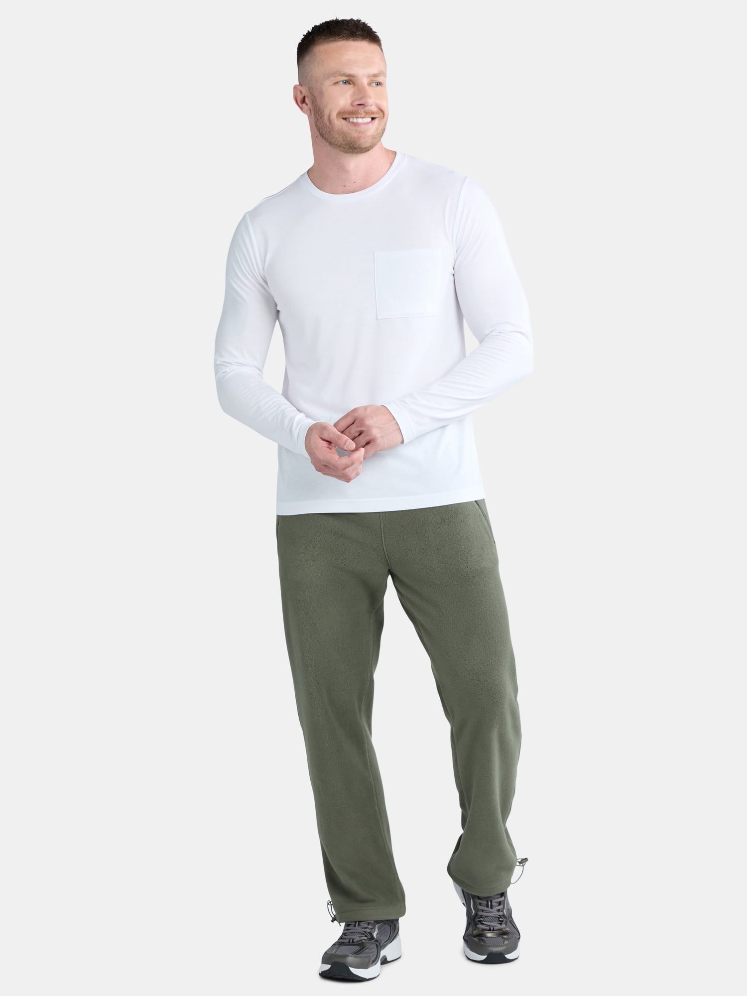 Athletic Works Men's and Big Men's Tri Blend Long Sleeve Pocket Tee, Sizes XS-5XL