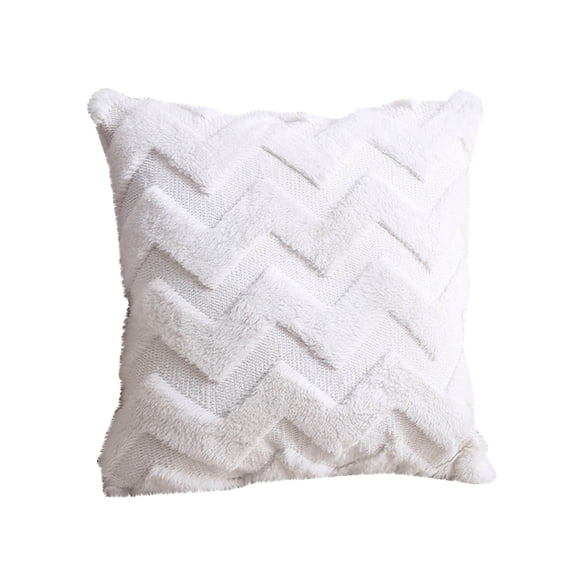 Throw Pillow with Insert, Double-Sided PV Velvet Soft Decorative Pillow for Sofa Couch Living Room Bedroom and Headboard Support, White
