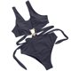 thumbnail image 1 of Bikini para mujer, cómodo, con escote en V profundo, con cordones de metal, traje de baño para mujer, traje de baño de talle alto OAVQHLG3B Store  lin121212, 1 of 4