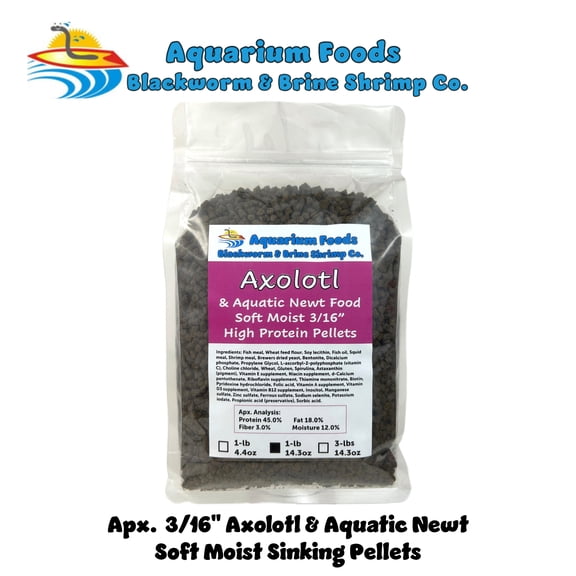Axolotl Food 1/8" Soft Moist Sinking Rangen Salmon Meal Crumbles for Baby Axolotl, Newts, Shrimp, Snails - 1-lb 4.4oz Clear Bag