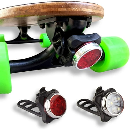 

Led Skateboard Lights - Led Longboard Lights Front and Back USB Rechargeable. Ideal Electric Skateboard Lights Kit. 2 USB Cables and 2 Strap Included.