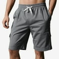 thumbnail image 3 of Men's Breathable Mesh Lined Shorts, Summer Running Shorts with Quick-Dry Tech & Multi-Pocket Design ,Dark Gray L, 3 of 4