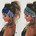 thumbnail image 4 of Elastic Turban Headwear Boho Wide Bohemian Cotton Stretch Casual Headband Yoga Hair Band Women Headwrap Workout Headband A, 4 of 8