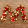 thumbnail image 2 of Flmtop 1.8m Artificial Christmas Red Flower Cane Vine Rattan Home Garden Xmas Decor, 2 of 8