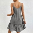 thumbnail image 6 of Kukoosong Women's Spaghetti Strap Vertical Stripe Ruffle Mini Dress, Loose V Neck Sleeveless A-Line Dress, Casual Lightweight Summer Beach Short Sundress, 6 of 6
