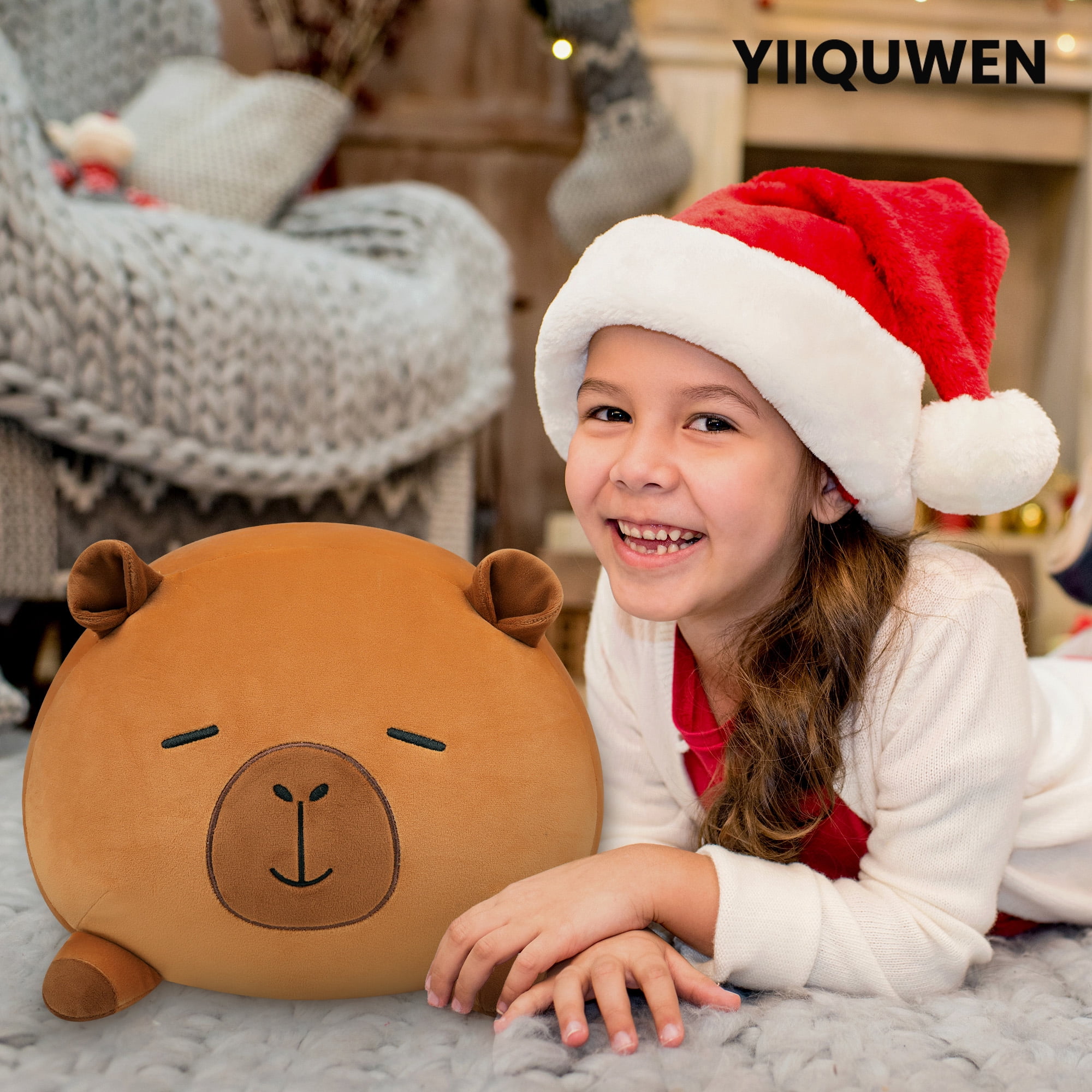 15" Capybara Stuffed Animals Family Set, Mommy Plush with 4 Baby Plushies for Girls&Boys, Soft Pillow Toys, Cute Birthday Gift for Kids and Adults