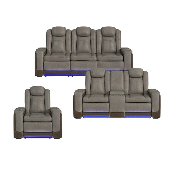 Picket House Furnishings Niven 3PC Living Room Set in Rocky Gray/Brown