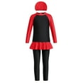 thumbnail image 3 of IBTOM CASTLE Kids Girls Muslim Swimsuit 3-Piece Top Pants Cap Full Cover Hijab Burkini Bathing Suit Islamic Arabic Modest Swimwear Sunsuit Beachwear 2-3 Years Black + Red, 3 of 8