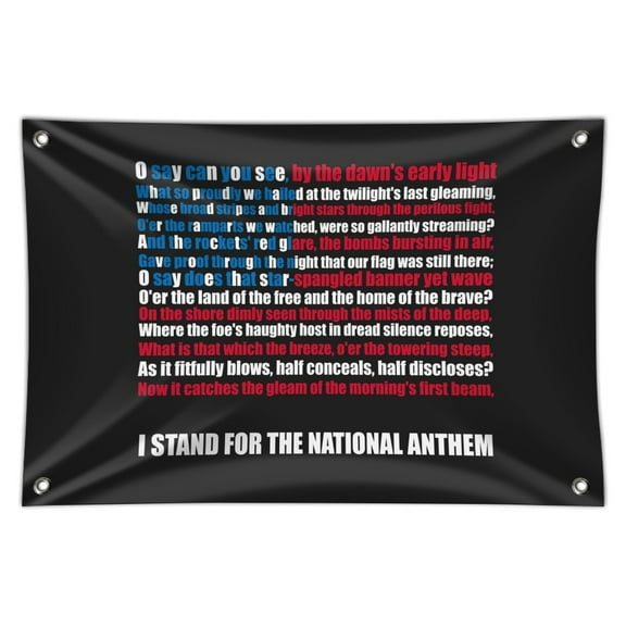I Stand USA National Anthem Star-Spangled Banner American Flag Patriotic Home Business Office Sign