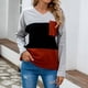thumbnail image 5 of Women Sweatshirt, Chest Pocket V Neck Color Block Breathable Women Long Sleeve Top For Home For Office ANGGREK No, 5 of 7