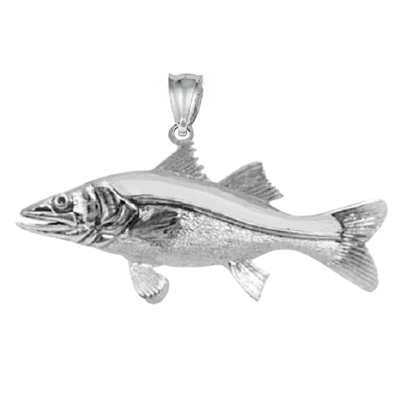 925 Sterling Snook Fish 3D (3 Dimensional) Solid Pendant