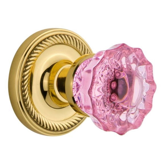 Nostalgic Warehouse Ropcrp_Psg_238_Nk Rope Solid Brass Rose Passage Door Knob Set - Brass