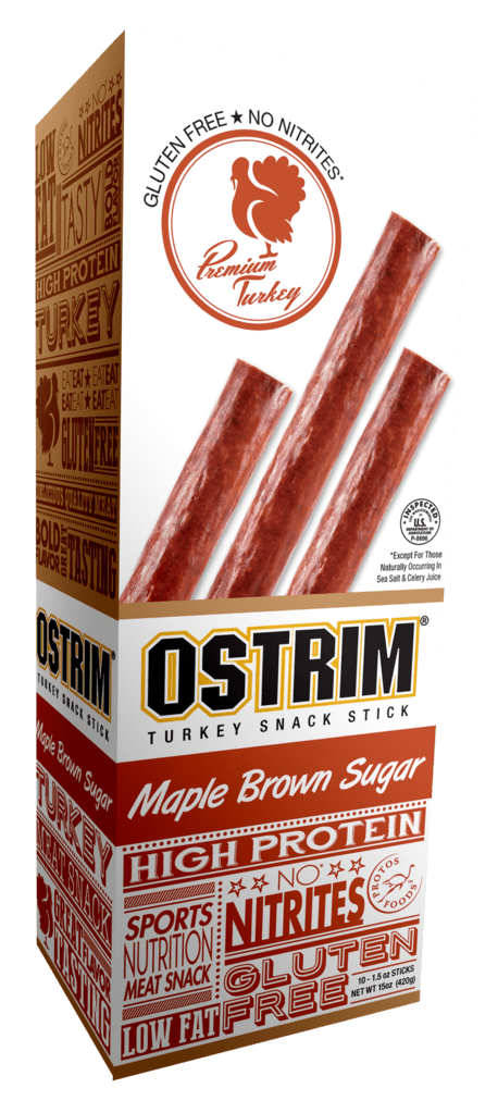 Ostrim Turkey Snack Stick, Maple Brown Sugar, Pack of 10, 1.5 oz sticks