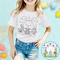 thumbnail image 3 of MIXUE Toddler Girls Tops & T-Shirts Easter Bunny Diy Print Crew Neck Short Sleeve Tops Pullover Tee Shirts Streetwear,White,2-3 Years, 3 of 5
