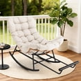 thumbnail image 1 of Papasan Rocking Chair with Foot Rest, Papasan Chair with Thick Removable Cushion and Metal Frame, Lounge Chairs and PE Rattan Rocker for Patio, Garden, Lawn, Living Room, 1 of 7