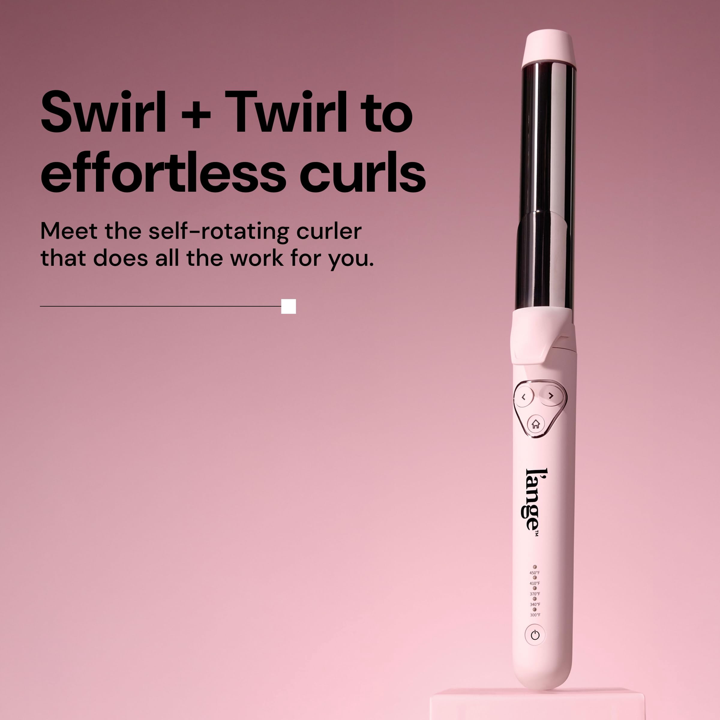 L'ANGE HAIR Le Pirouette 25MM Titanium Rotating Curling Iron Self-Rotating Curler | Premium Titanium 1 Inch Barrel | Blush