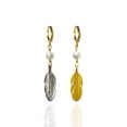 thumbnail image 2 of Vangania collar largo ajustable de plumas bicolor dorado plateado 100 cm, 2 of 8