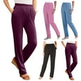 thumbnail image 5 of LGASWYX Women'S Pockets Elastic Waist Straight Solid Color Casual Pants Pants (Sky Blue,M), 5 of 5