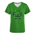 thumbnail image 4 of lcziwo Womens 2025 Happy St. Patrick's Day Scrub Tops Short Sleeve Shamrock Graphic Tees Nurse Uniform T Shirt with Pocket Green M Sales Prime, 4 of 7