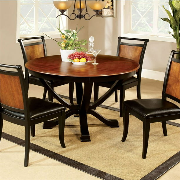 America Leda Round Wood Dining Table, Acme Furniture Gabrian Gray Fabric Wood 9pc Dining Room Set