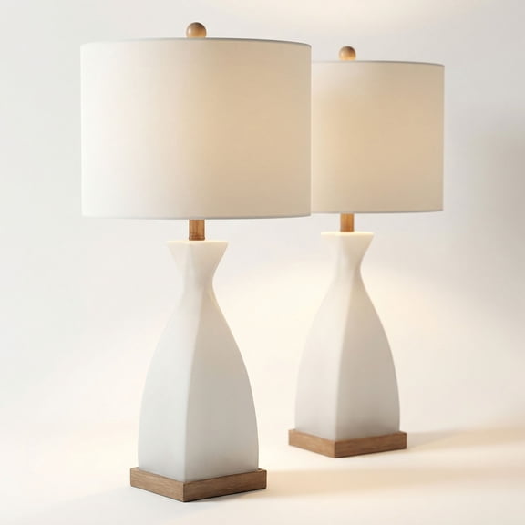 Possini Euro Design Ryan 28" High Frosted White Glass Modern Coastal Table Lamp Set of 2