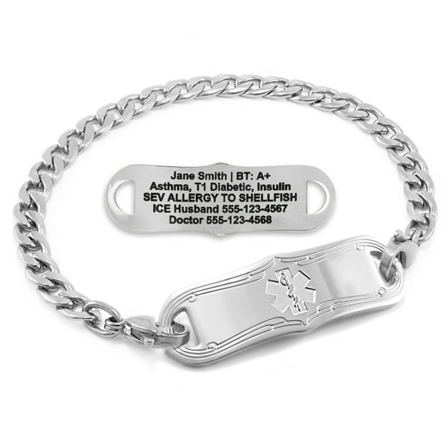 MedicEngraved Stainless Steel Custom Medical Alert Bracelet - 5mm Curb Link