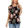 thumbnail image 3 of ANYJOIN Womens Summer T Shirts Strappy Short Sleeve Tunic Tops Strappy Cold Shoulder Blouse, 3 of 6