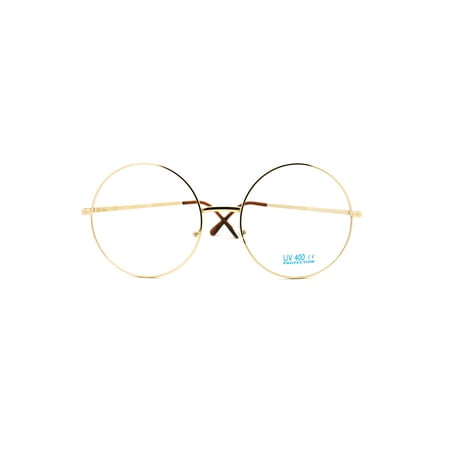 SA106 Oversize Large Hippie Round Circle Len Clear Lens Glasses Gold