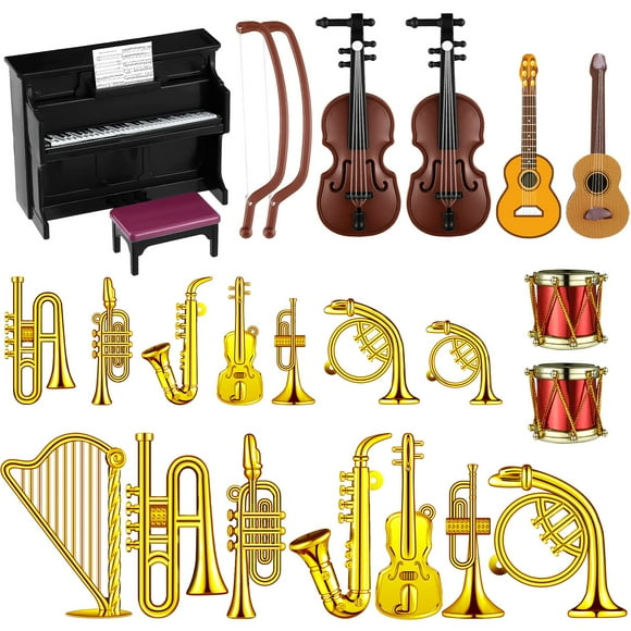 Set de instrumentos musicales en miniatura Civaner con 24 piezas
