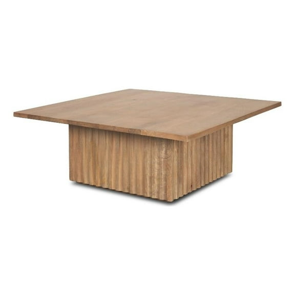 June Light Brown Wood w/ Fluting Square Coffee Table
