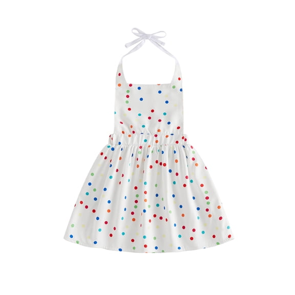 Yuemengxuan Toddler Little Girls Aline Tank Dress Tie Shoulder Sleeveless Dot Print Party Dress