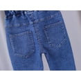 thumbnail image 3 of ATOGUTA Toddler Girls Jeans Elastic Waist Strawberries Embroidered Casual Denim Pants with Pocket Blue, Size 1T-6, 3 of 4