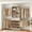 White Oak, variant on Homieasy 4FT-9FT Closet Organizer System with Drawer & 4 Hanging Rods, White