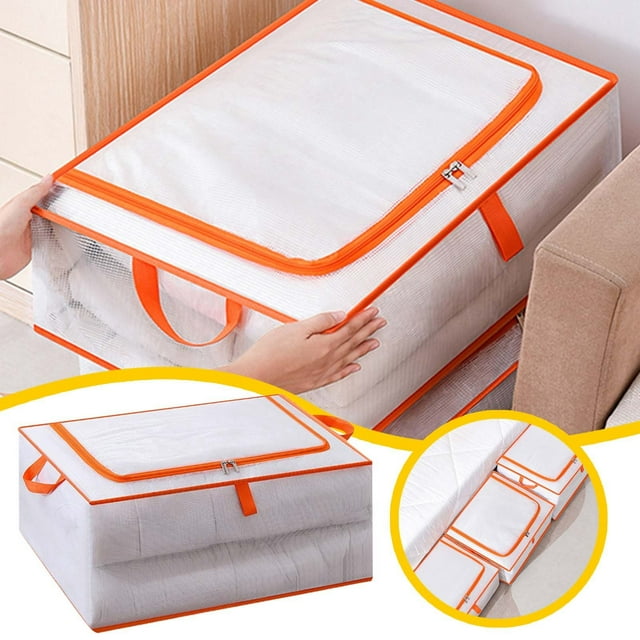 Riforla Underbed Storage Bag Proof No Support Frame Bedroom Organizer for Bedding Toys Home Textile Storage Clear 55X40cm