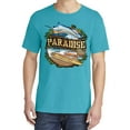 thumbnail image 2 of Wild Bobby, Paradise Surf Shack Marlin, Garment-Dyed Washed Look Short Sleeve Tees, Blue Lagoon, Small, 2 of 3