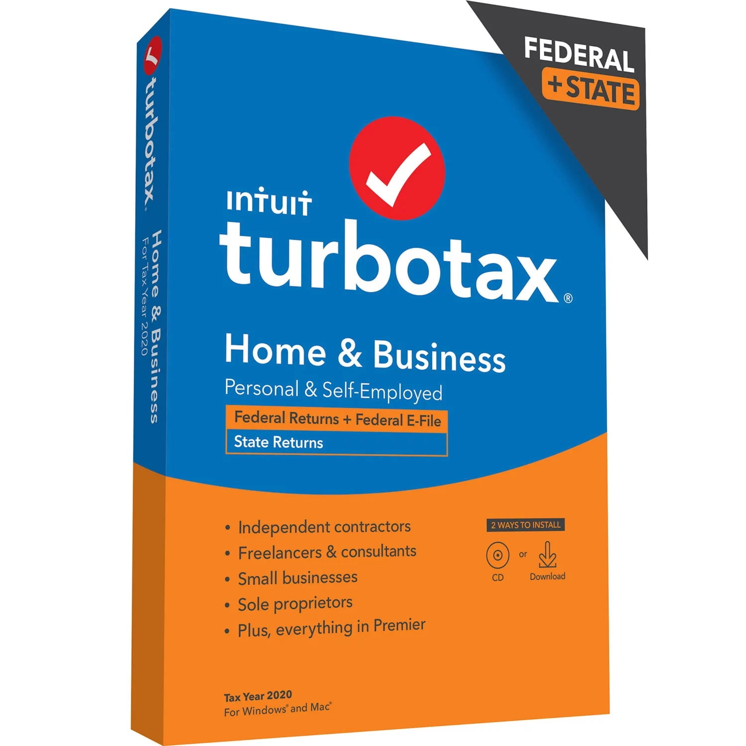 TurboTax Home and Business 2020 Fed+Efile+State (PC/MAC Disc) (Orange
