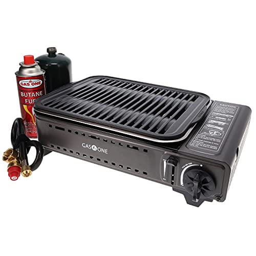 GasOne Propane or Butane Grill Stove GS-2400P Dual Fuel Portable Camping Grill Gas Stove with Carrying Case