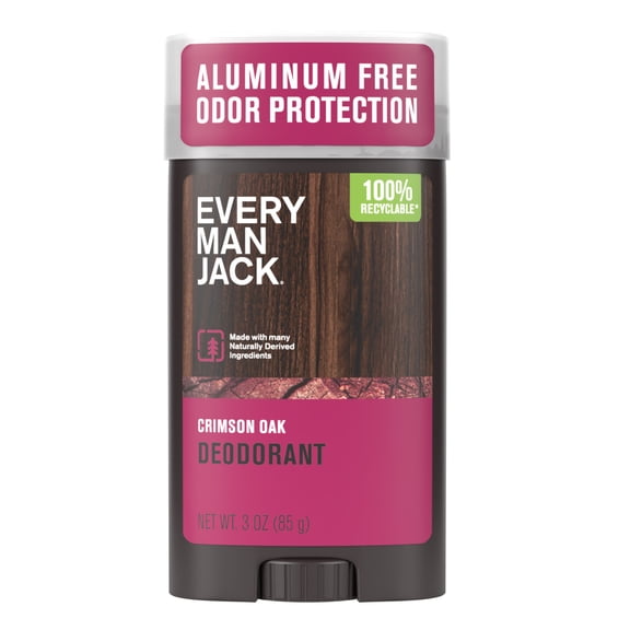 Every Man Jack Crimson Oak Aluminum-Free Deodorant for Men, Naturally Derived, 3 oz
