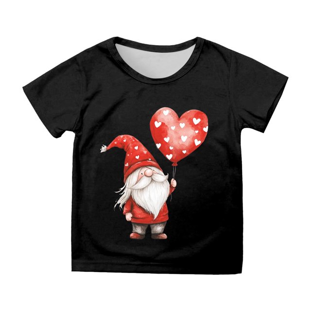 WEIYLL T-Shirts Filles Manches Courtes Imprimé Dessin Animé Col Rond Décontracté Noir Hauts Enfant 8-9 Ans
