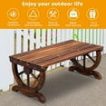 thumbnail image 4 of VINGLI Rustic Wooden Bench with Wagon Wheel Legs Carbonized, 4 of 8