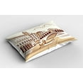 thumbnail image 2 of Venice Pillow Sham Stencil Art Display of Tranquil Venetian Landscape Bridge Buildings and Gondola, Decorative Standard Queen Size Printed Pillowcase, 30 X 20 Inches, Burgundy Cream, by Ambesonne, 2 of 2