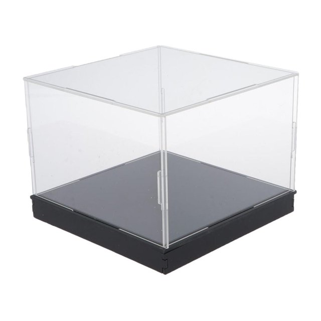 Vogacara Caja de exhibición acrílica Base negra para figuritas en miniatura coleccionables escaparate 30cmx20cmx15cm Juguetes 20cmx20cmx15cm