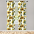 thumbnail image 3 of Ambesonne Nature Curtains, Sunflowers Plain Back Art, Pair of 28"x84", Earth Yellow and Olive Green, 3 of 5