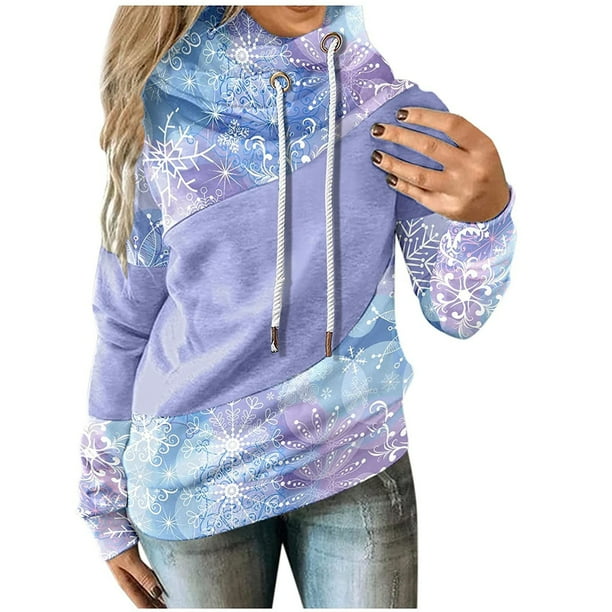 Sudaderas Navideñas de Cuello Redondo Para Mujer, Camisetas de Manga Larga Con Estampado de Moda, Cómodas, Transpirables, Con Capucha Y Cordón Odeerbi ODB203360
