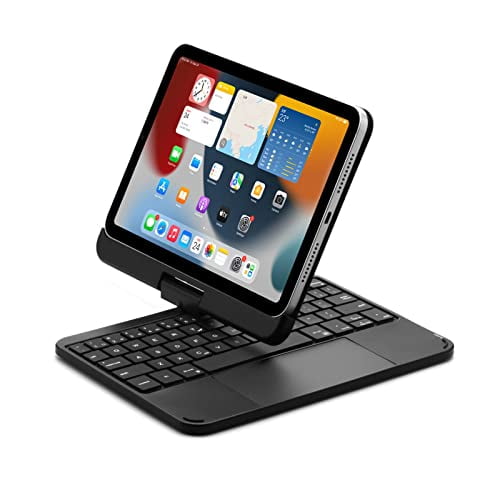 iPad Mini 6 Magnetic Case with Keyboard 8.3 inch 6th Generation 360 Rotatable Touchpad Backlit Keyboard Slim Protective Cover Folio Trackpad Backlight Wireless Keyboard (Black)