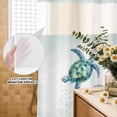 thumbnail image 3 of No Hook Shower Curtain, Teal Turtles Coastal Shower Curtains for Bathroom with See Through Top Window, Summer Ocean Sea Watercolor Waterproof & Washable Bath Curtain Long 72"x78", 3 of 9