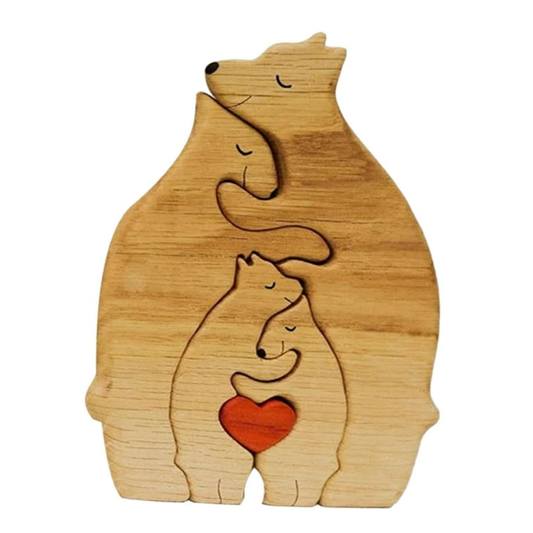 Bear Family Wooden Art Puzzle,Wooden Bear Jigsaw Sculptures